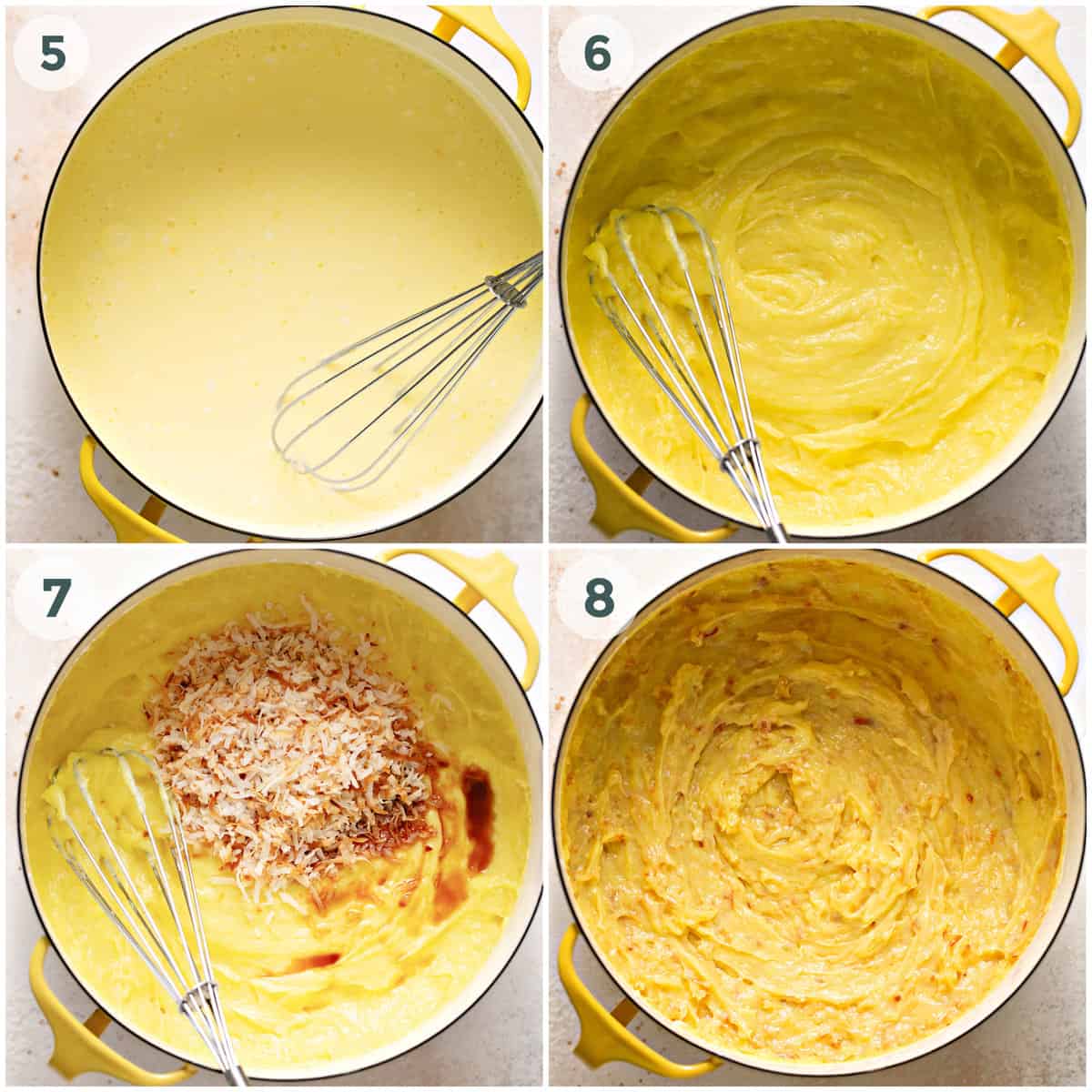 steps 5-6 of preparing coconut cream pie