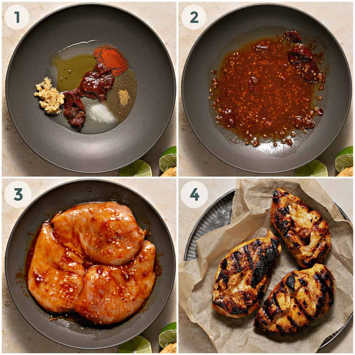 four steps of preparing chipotle chicken recipe