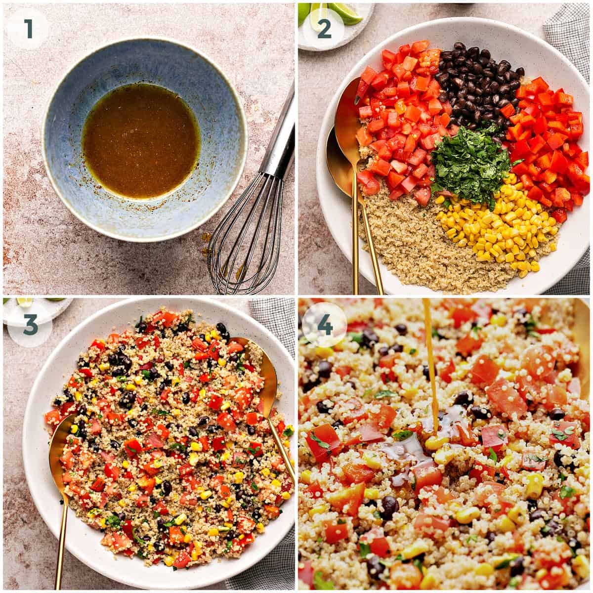four steps of preparing quinoa salad recipe