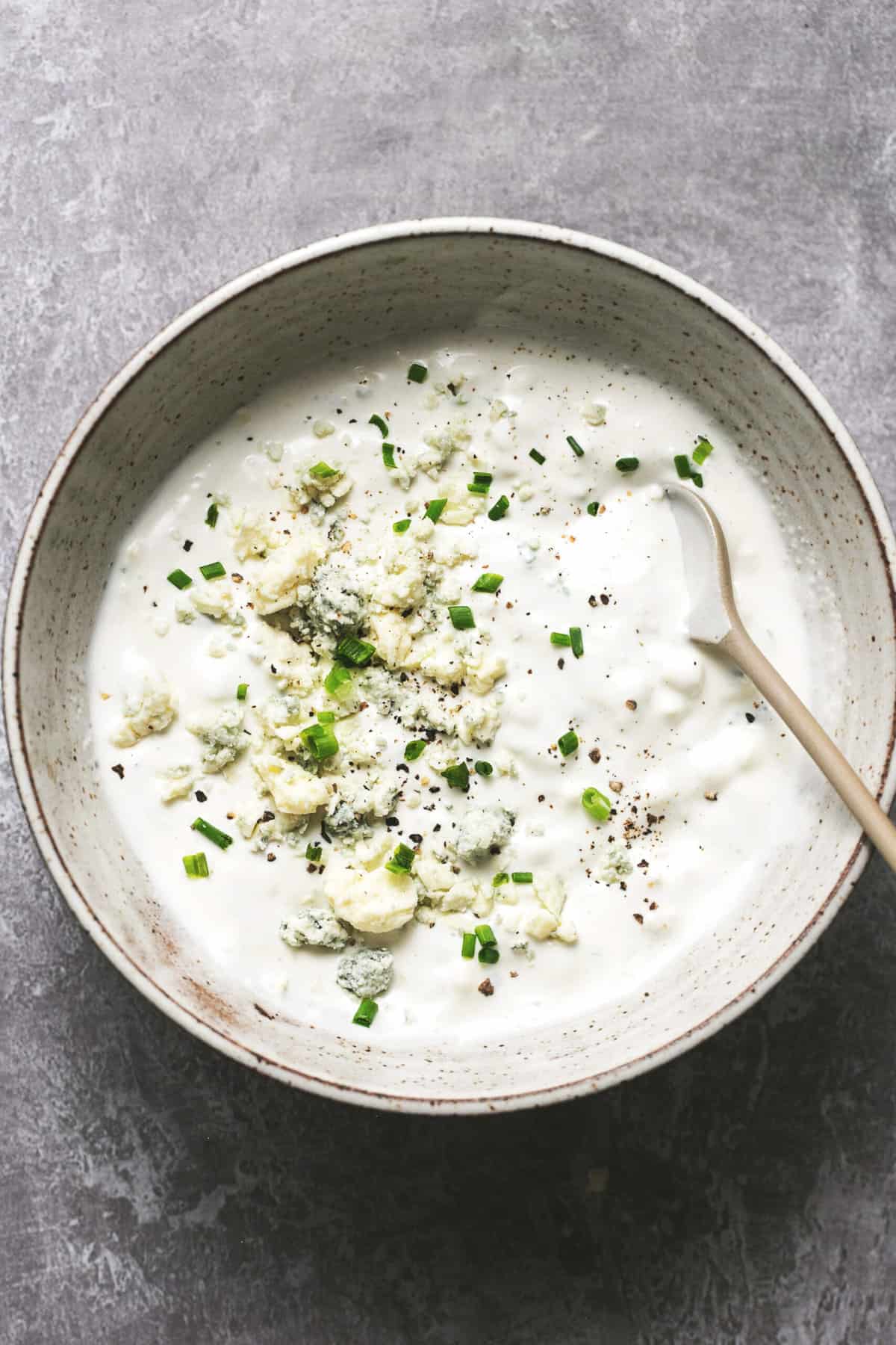 blue cheese dressing in a bowl