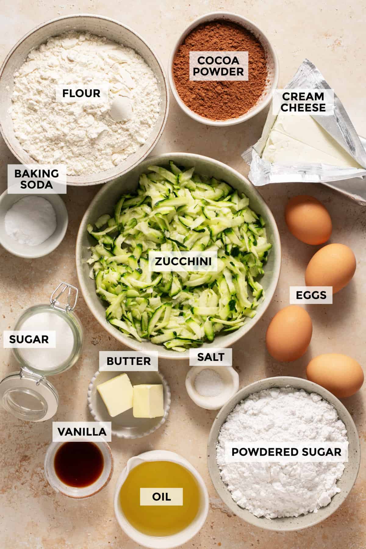 chocolate zucchini cake recipe ingredients
