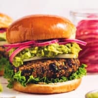 single black bean burger on cutting board