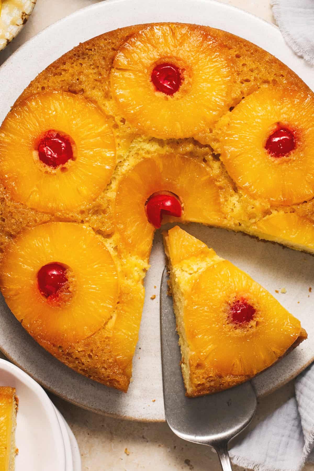 sliced pineapple upside down cake