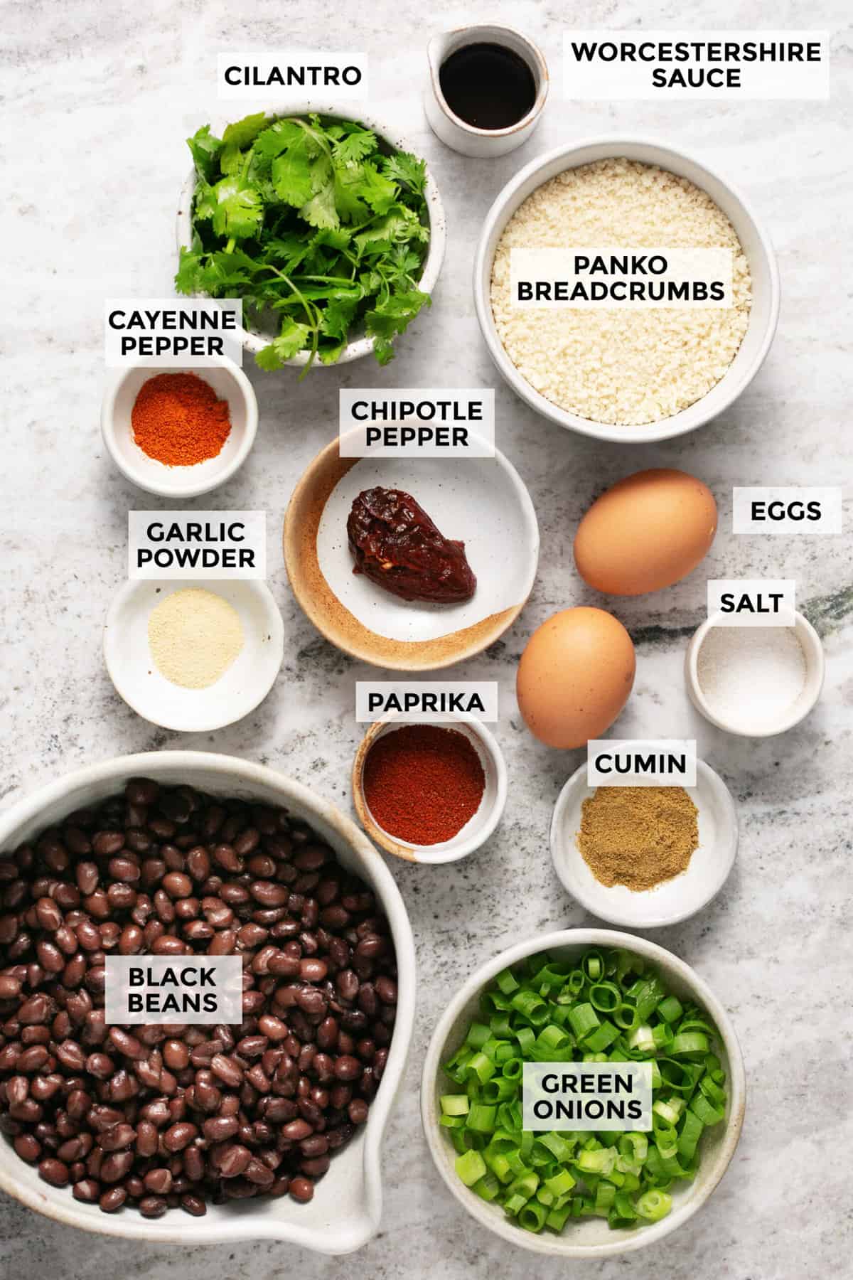 ingredients for black bean burgers recipe