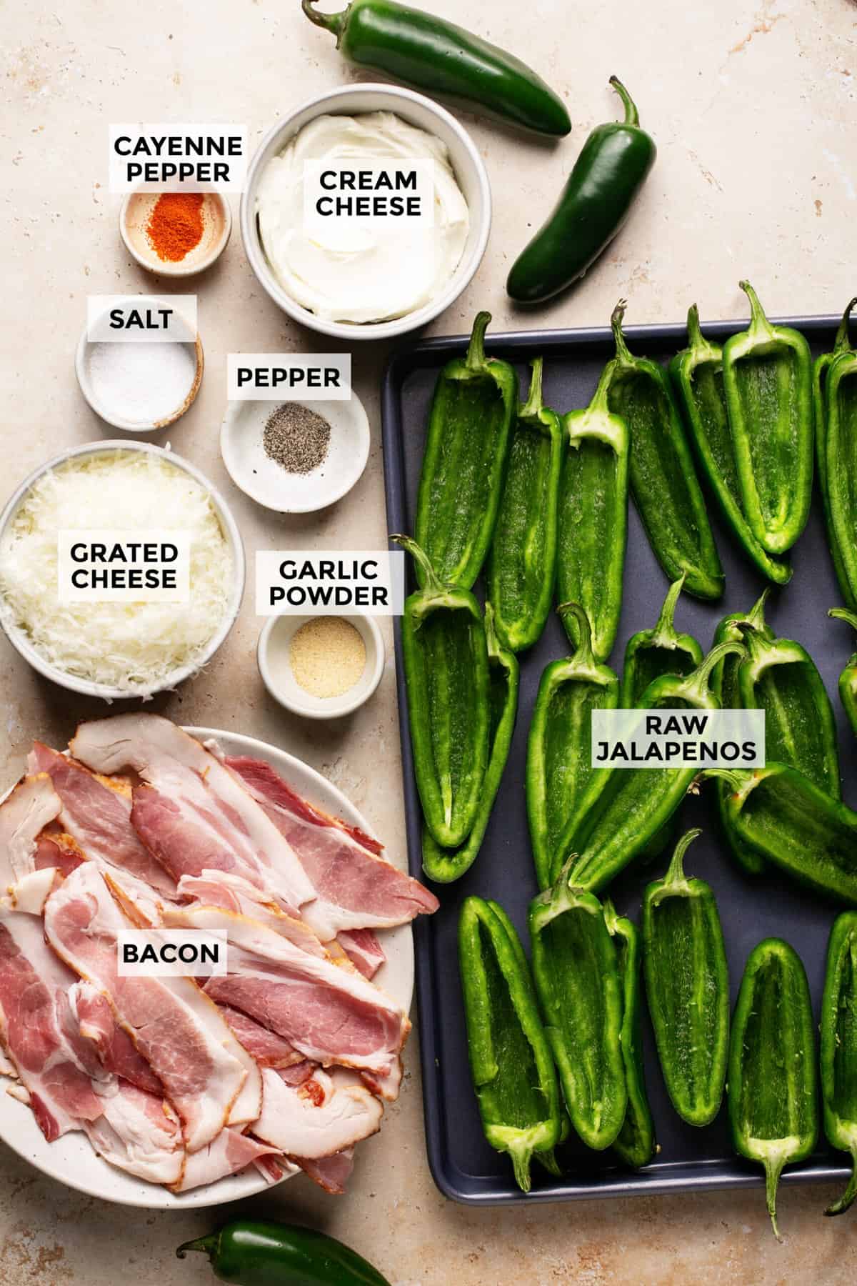 ingredients for jalapeno poppers with bacon