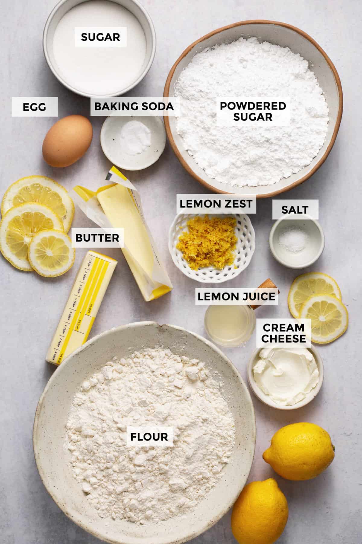 ingredients for lemon cookies