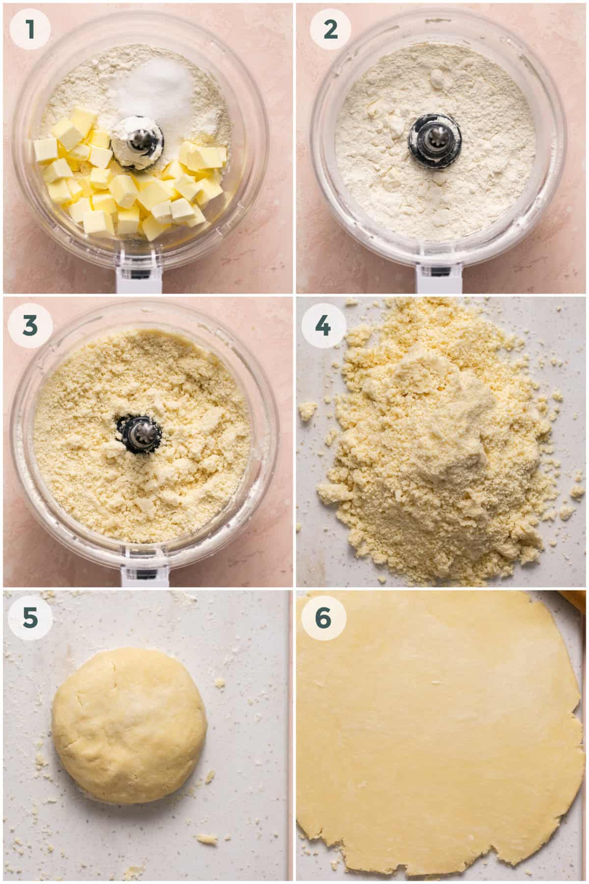 steps 1-6 of preparing lemon tart recipe