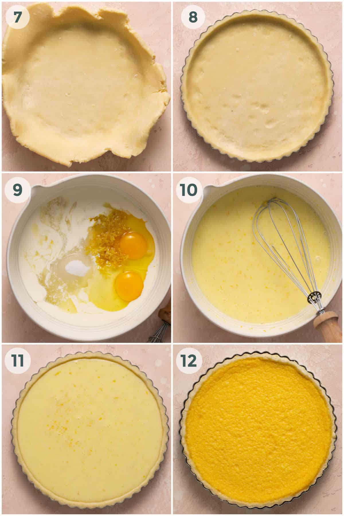 steps 7-12 of preparing lemon tart recipe