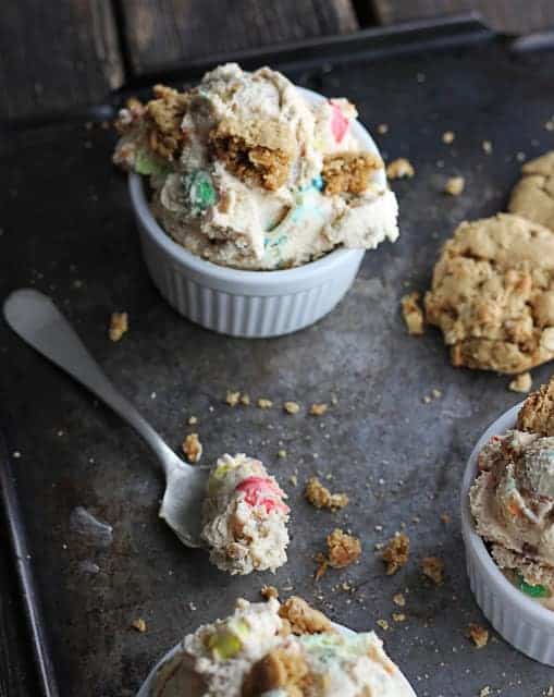 Peanut Butter M&M} Monster Cookie Ice Cream - Creme De La Crumb