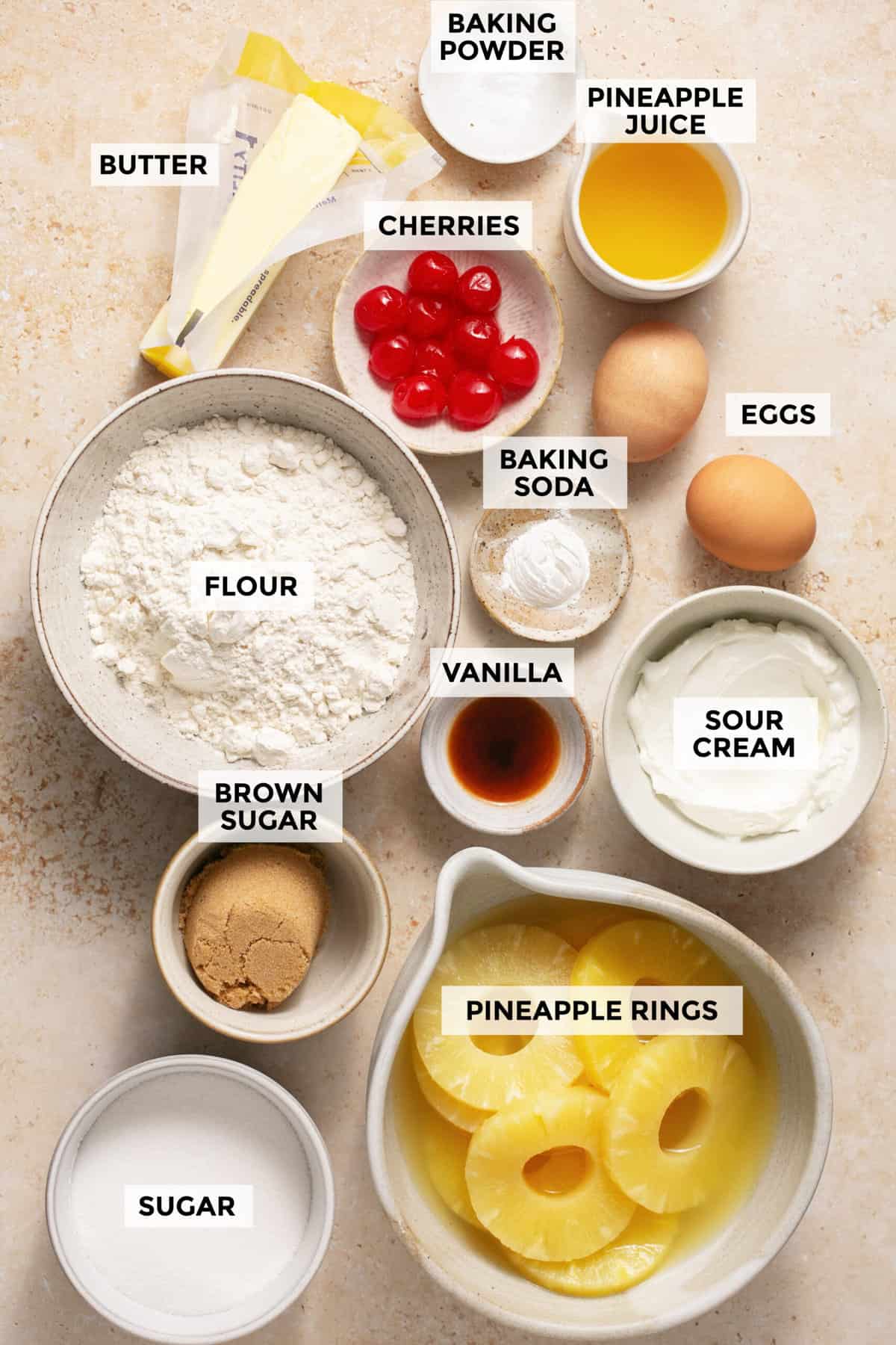 ingredients for pineapple upside down cake