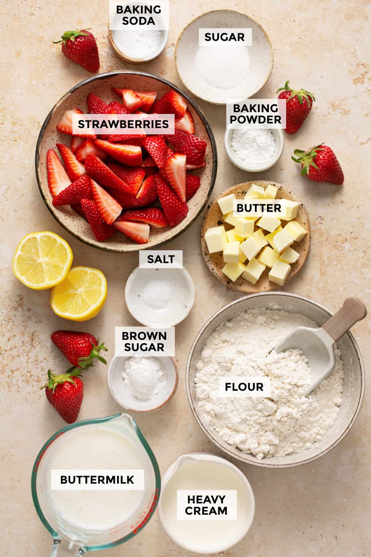ingredients for strawberry shortcakes recipe