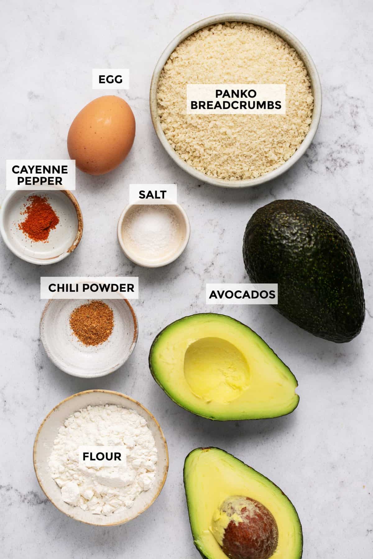 ingredients for avocado fries recipe
