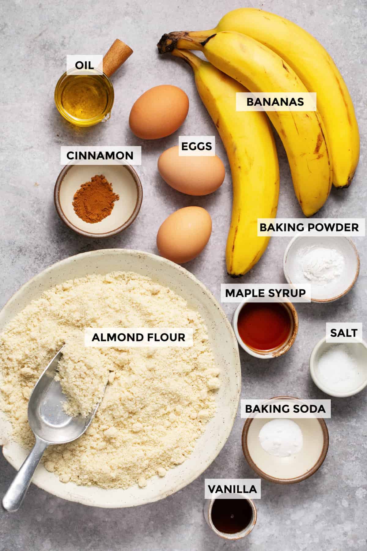 ingredients for gluten free banana bread