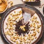peanut butter pie with peanuts and chocolate shavings