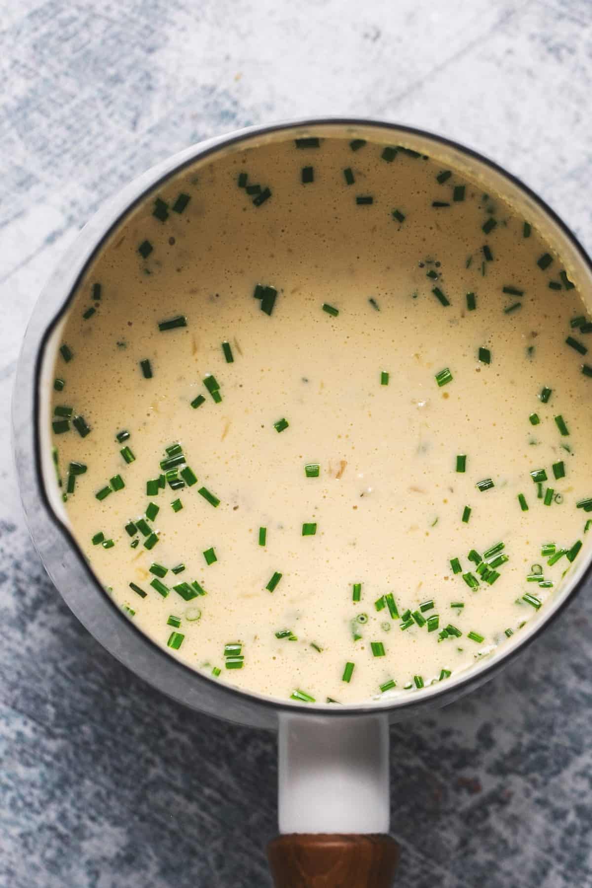 blue cheese sauce in pan