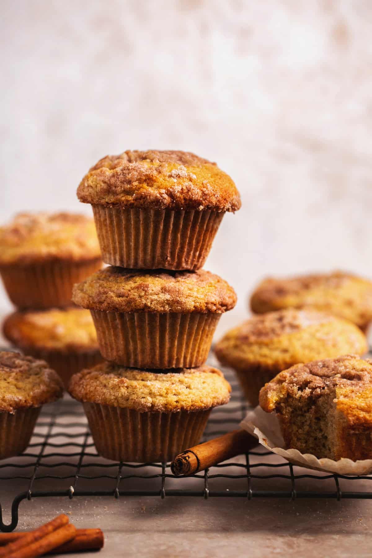 muffins stacked on cooling rack