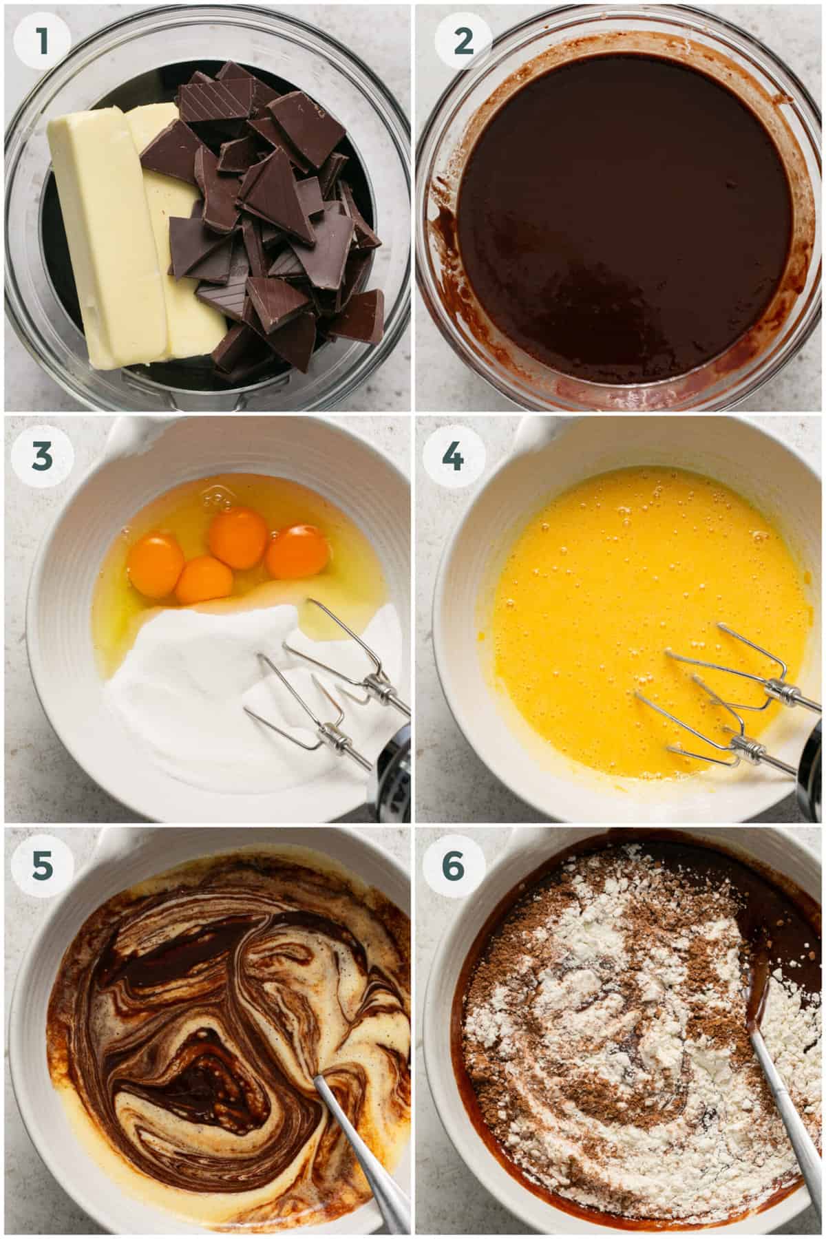 first six steps of preparing pumpkin brownies recipe