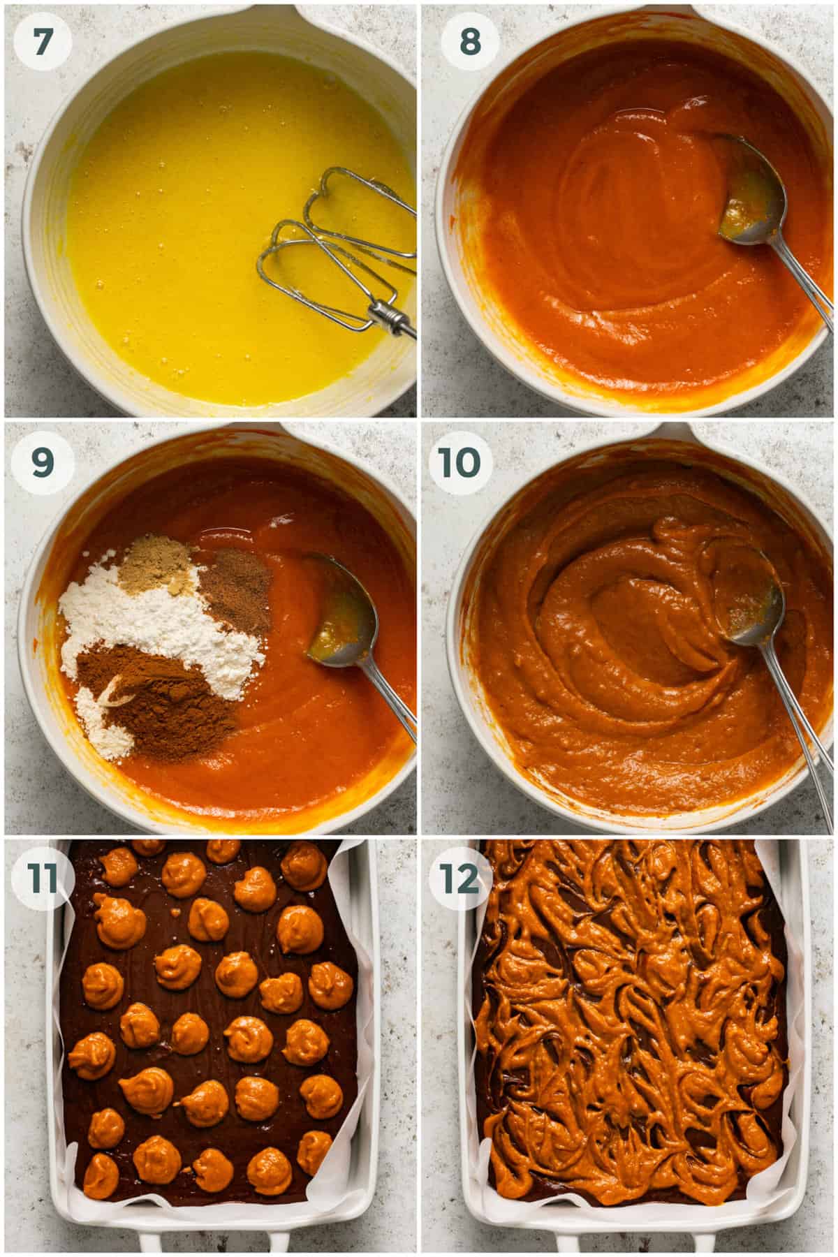 final six steps of preparing pumpkin brownies recipe