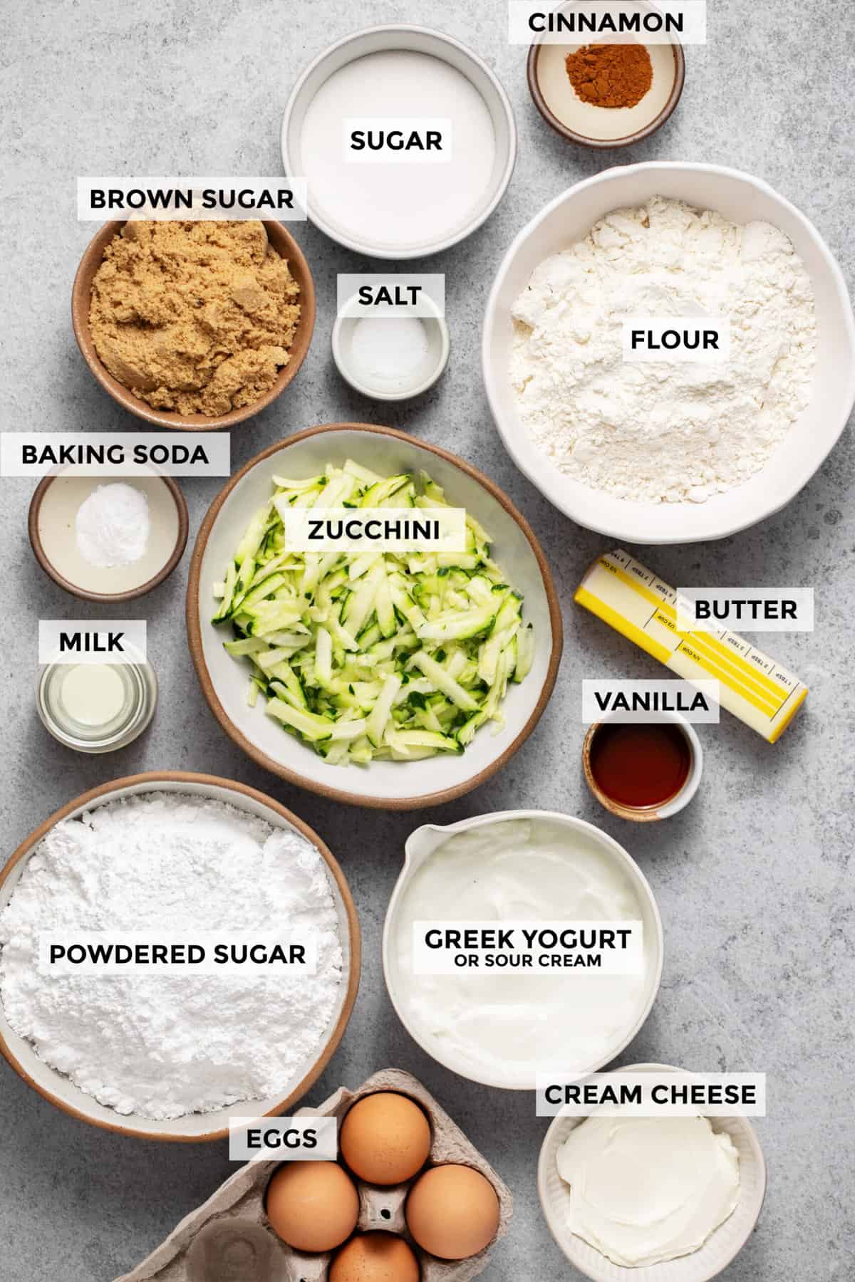 ingredients for zucchini sheet cake