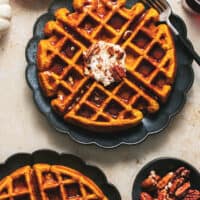 pumpkin waffles on plates