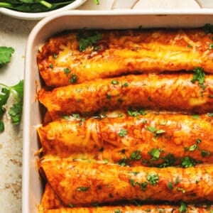 enchiladas in casserole dish