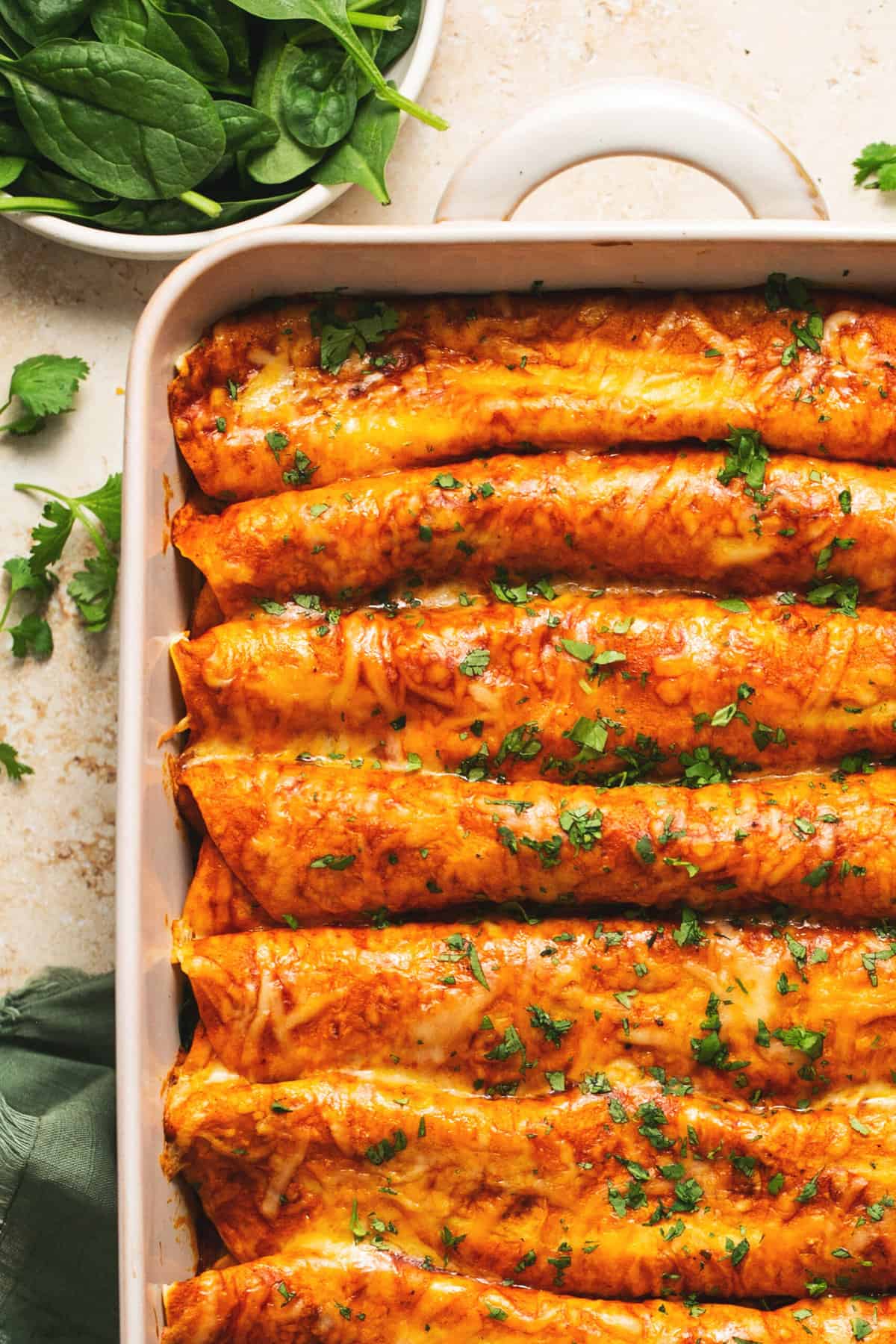 enchiladas in casserole dish