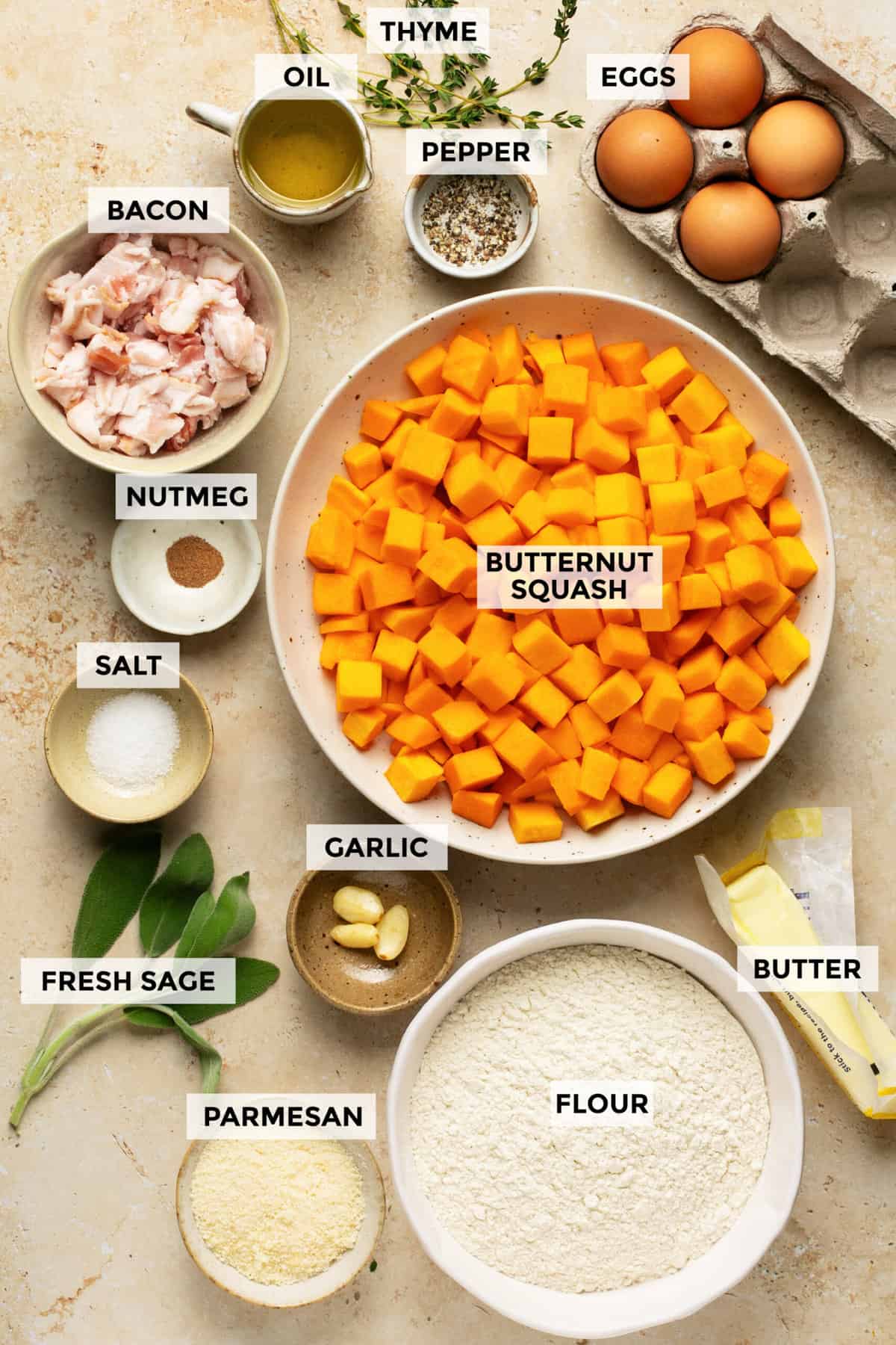 ingredients for butternut squash ravioli recipe