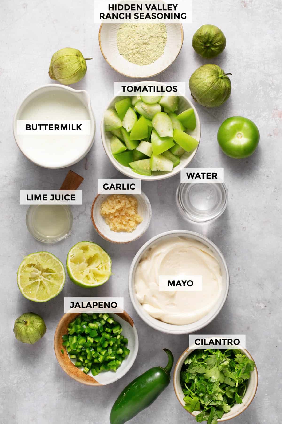 ingredients for cafe rio creamy tomatillo ranch dressing recipe