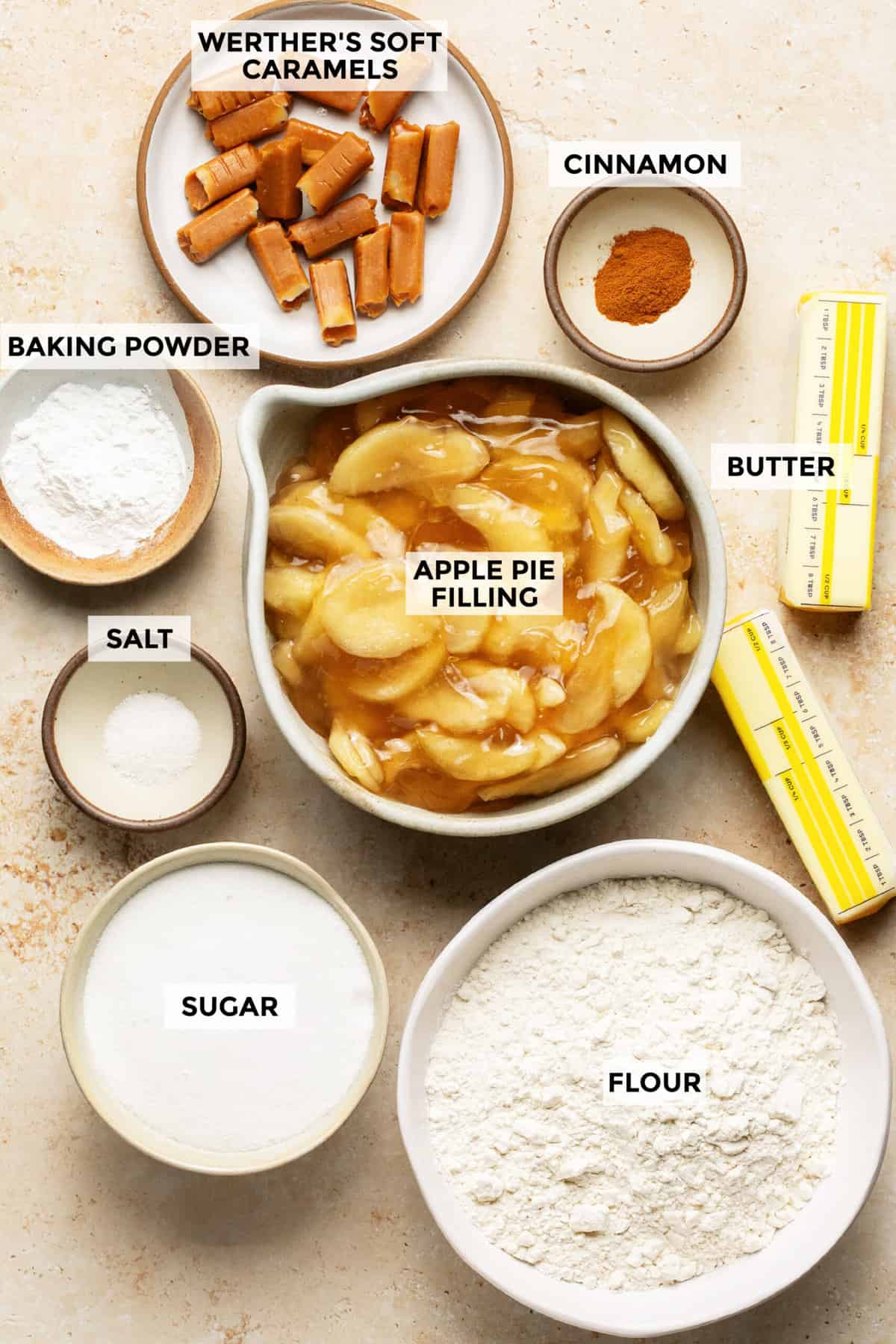 ingredients for caramel apple dump cake