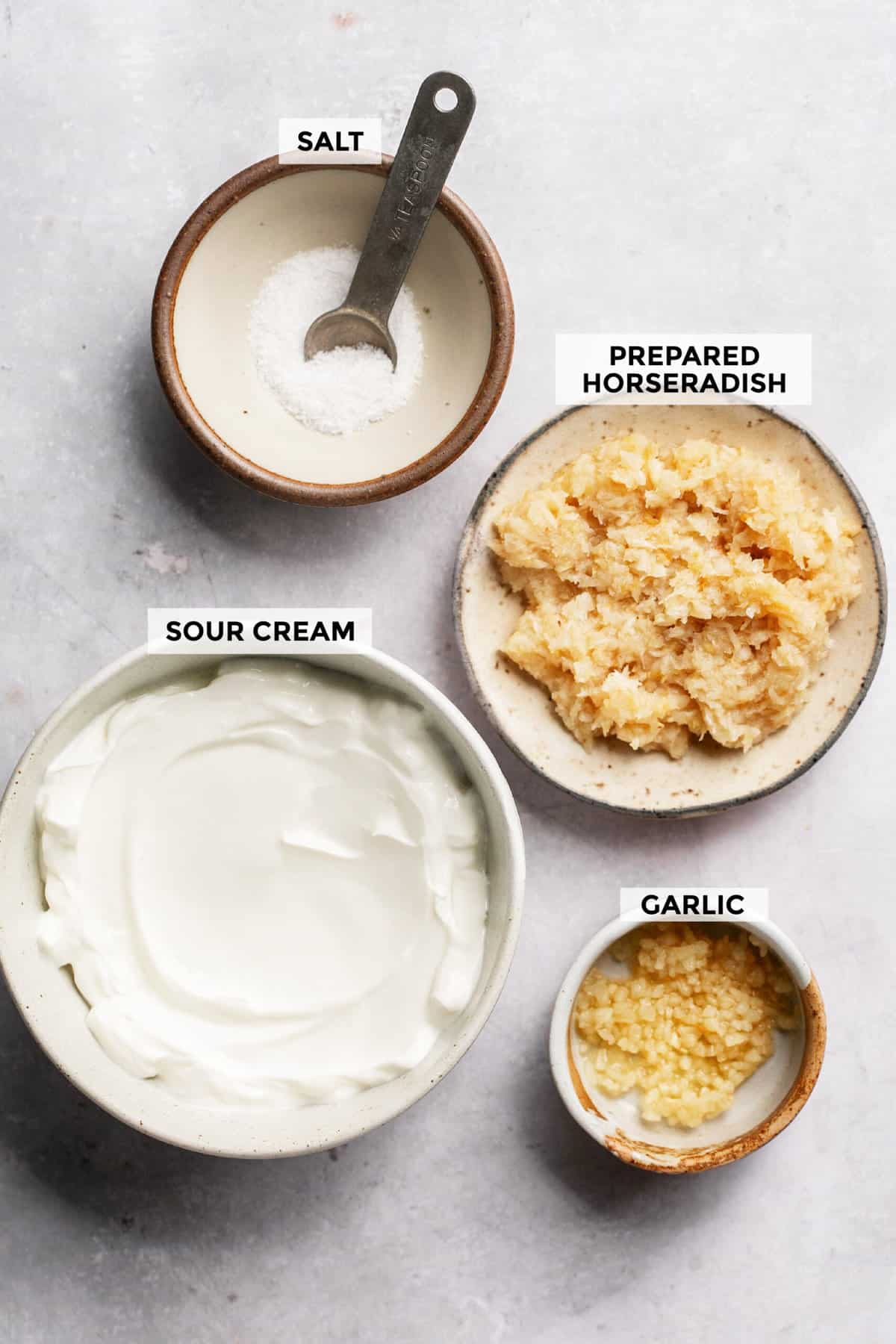 ingredients for horseradish cream sauce