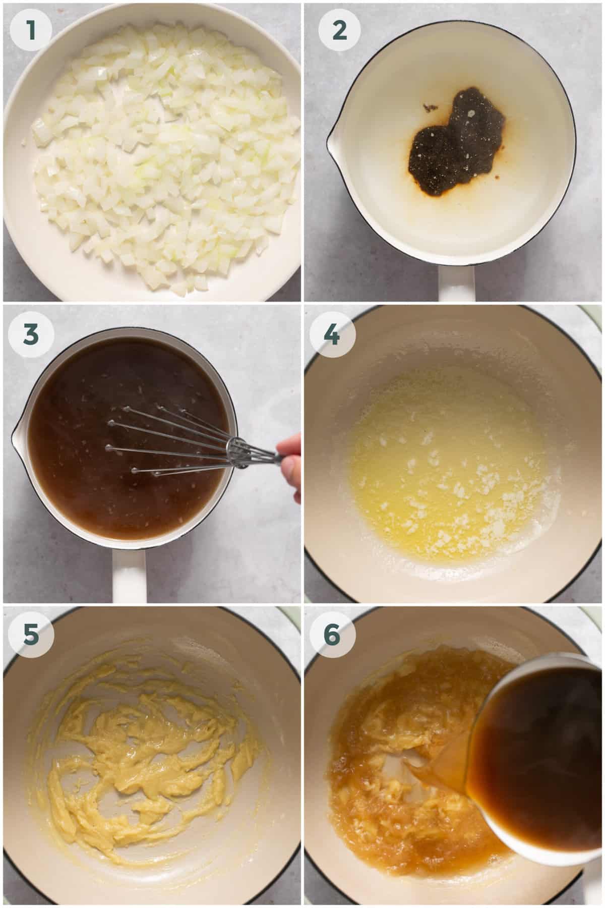 steps 1-6 for making cheddar broccoli soup
