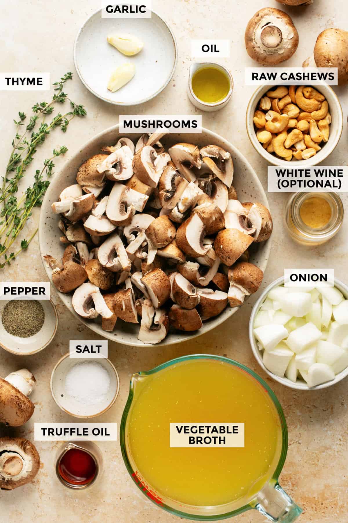 ingredients for mushroom soup