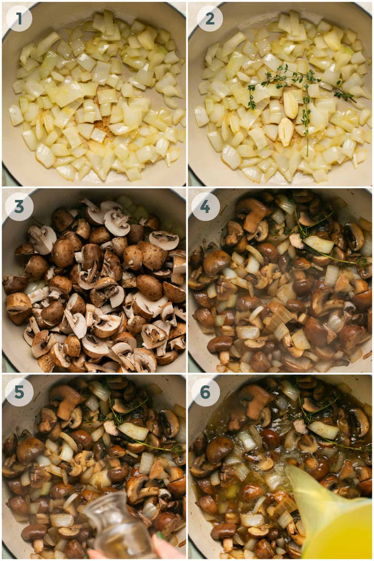 steps 1-6 of creamy mushroom soup recipe