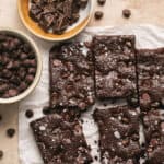 gluten free brownies with chocolate pieces and sea salt