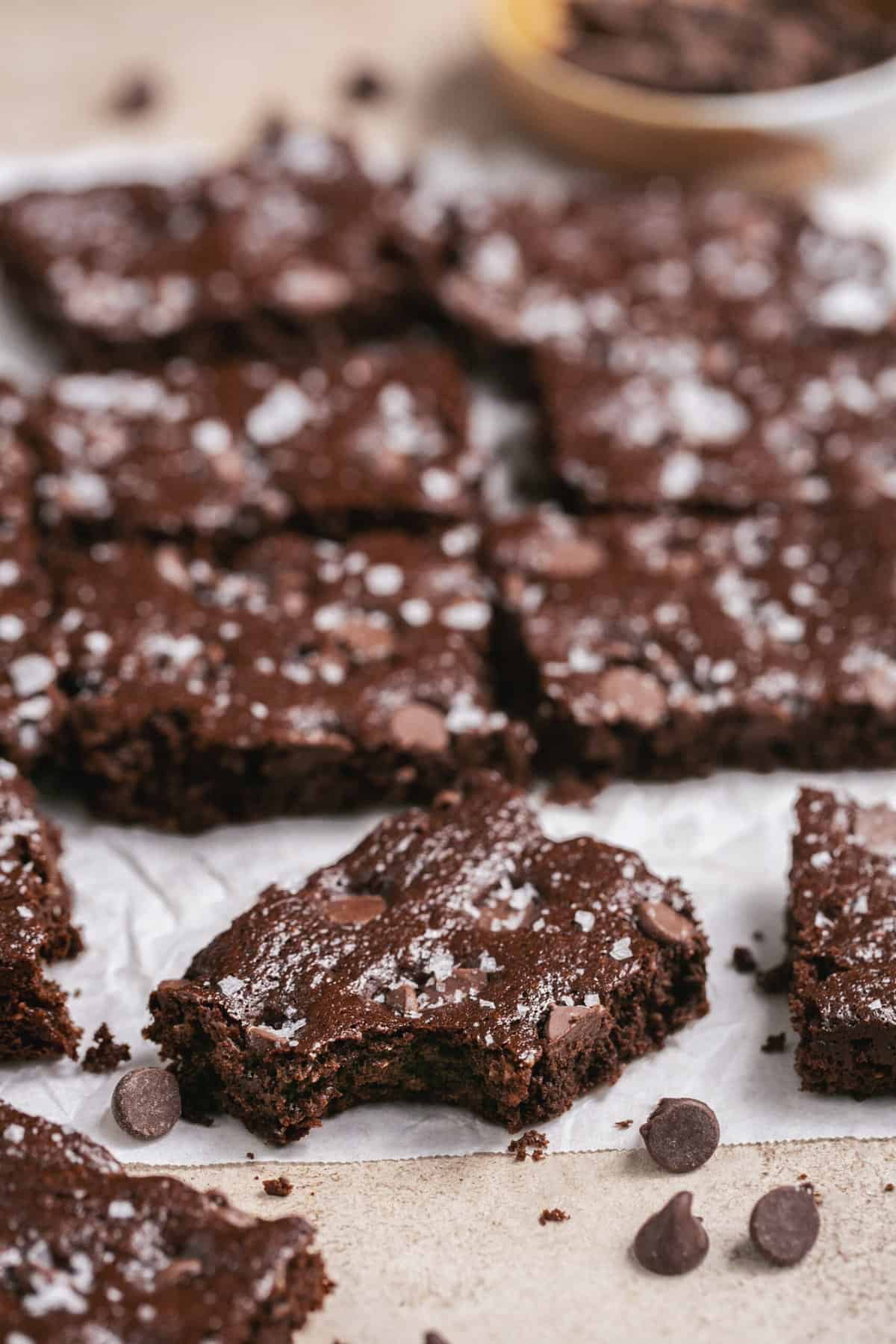 gluten free brownies with bite out of one