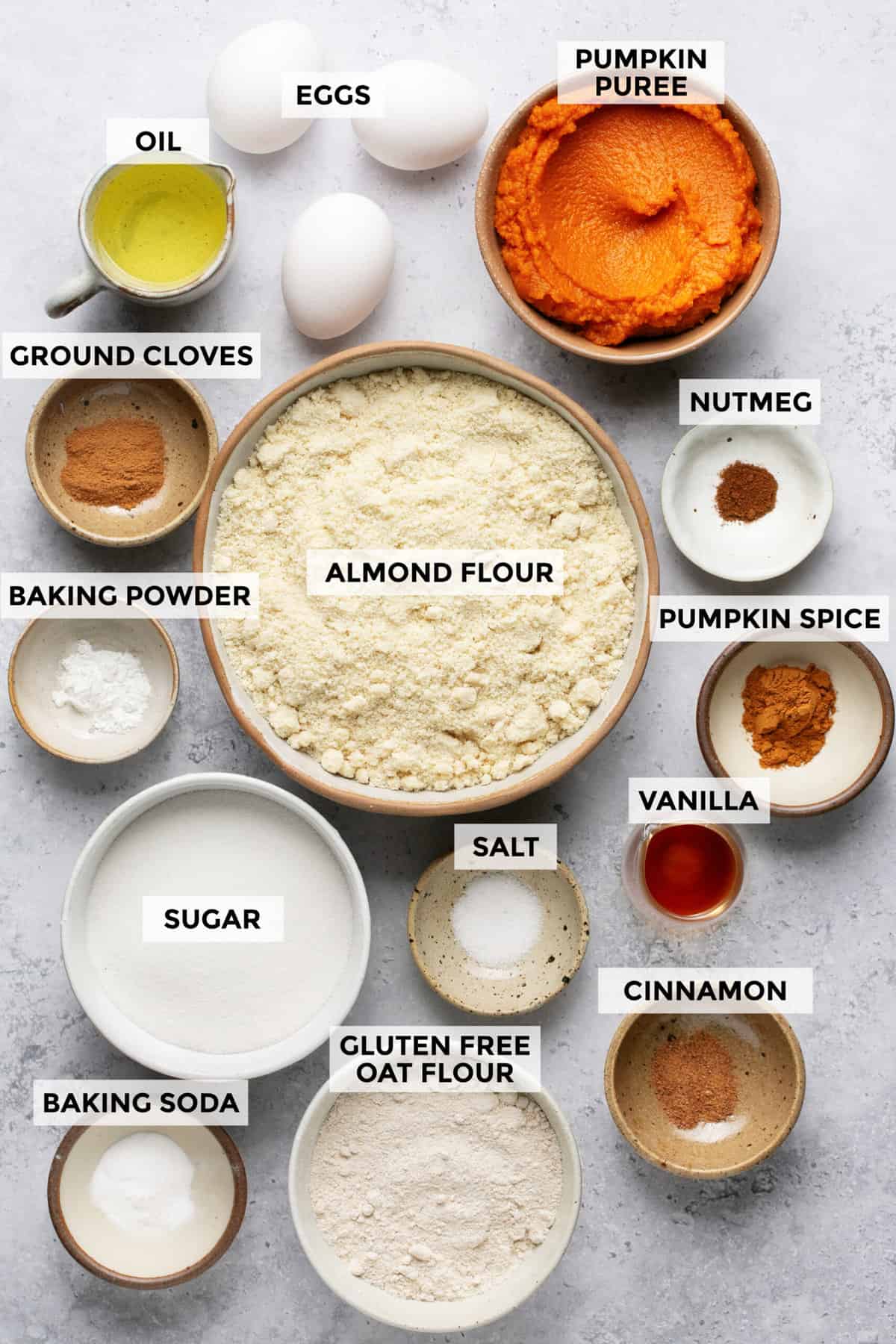 ingredients for gluten free pumpkin bread