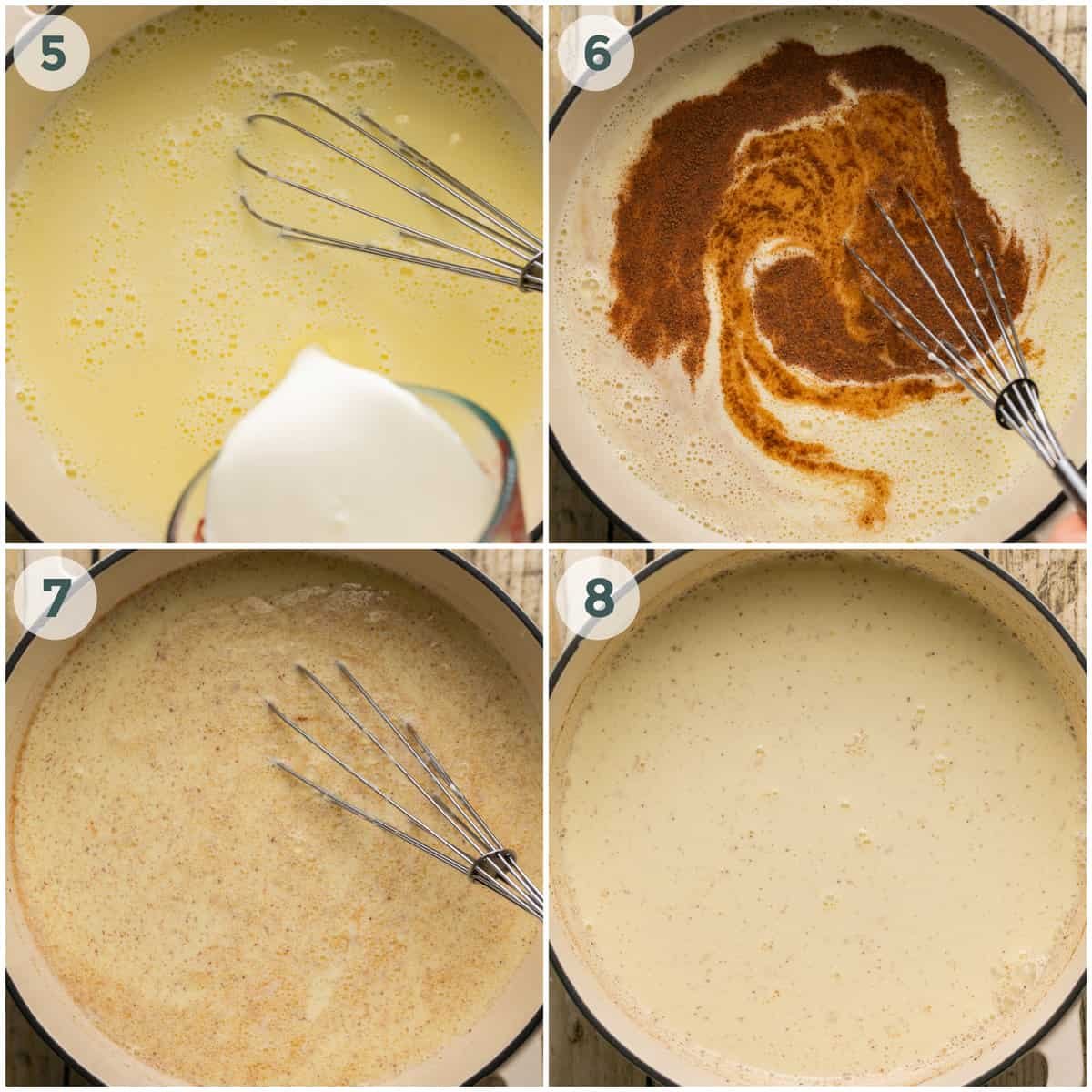 steps 5-8 of eggnog recipe