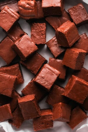 chocolate fudge cut into cubes