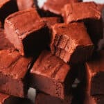 fudge pieces with one bite taken from a single piece