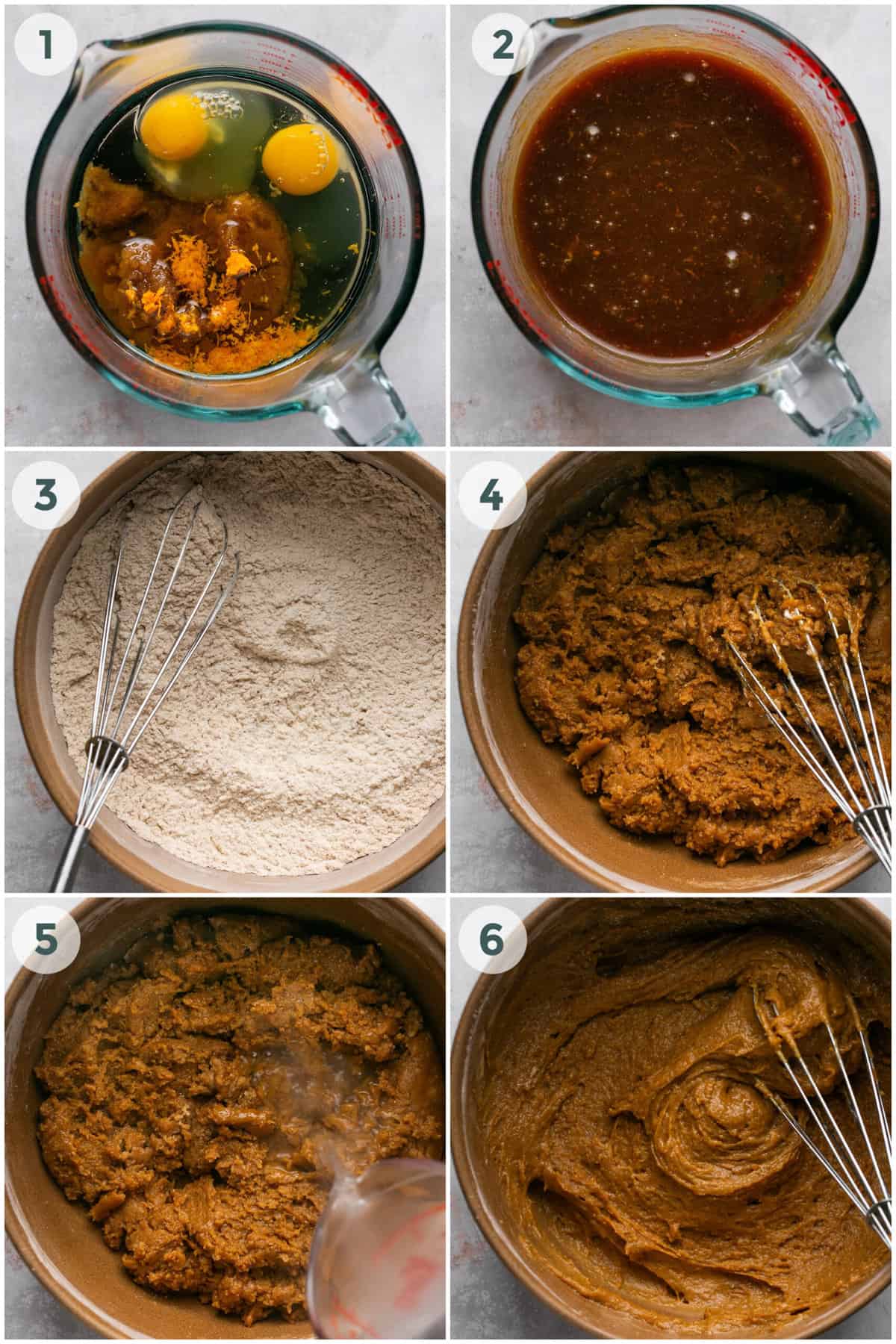 steps 1-6 of preparing gingerbread cake recipe