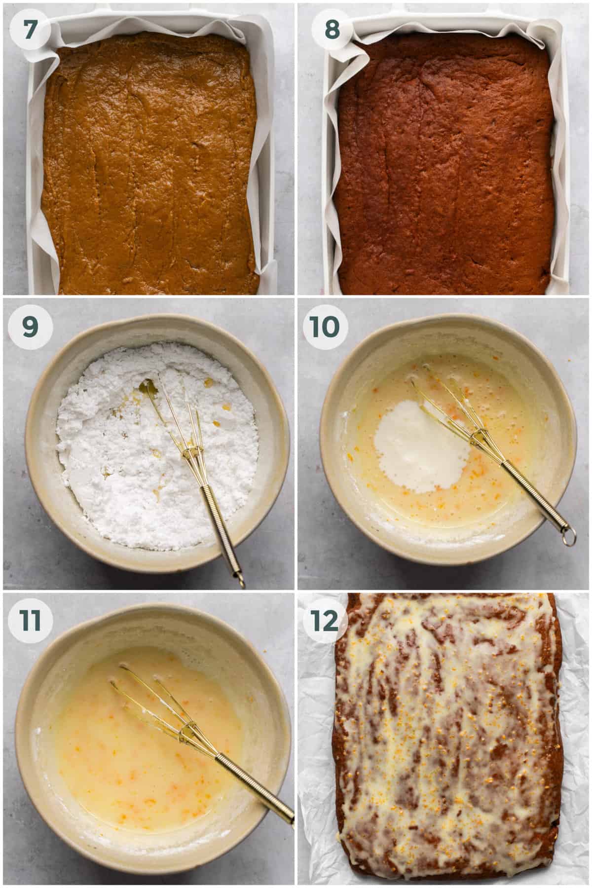 steps 7-12 of preparing gingerbread cake recipe
