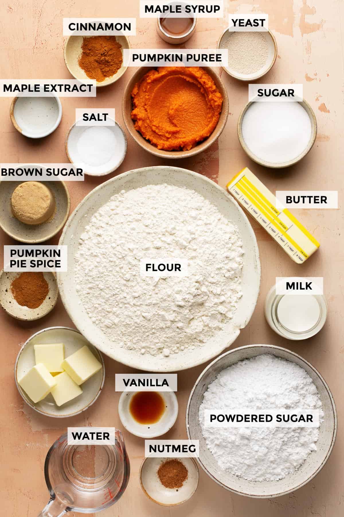 ingredients for pumpkin cinnamon rolls