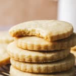stacked shortbread cookies up close