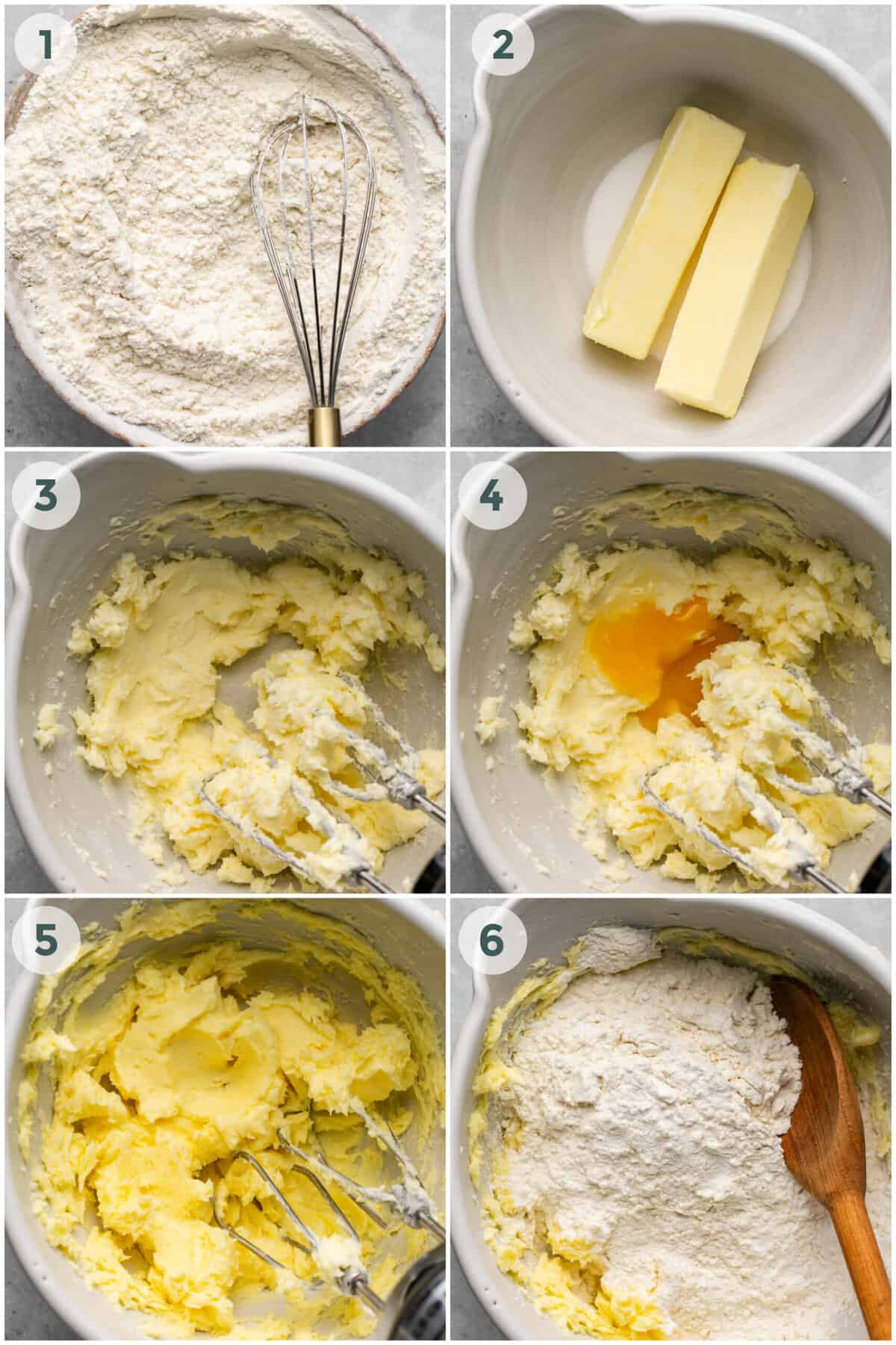 steps 1-6 of preparing thumbprint cookies recipe