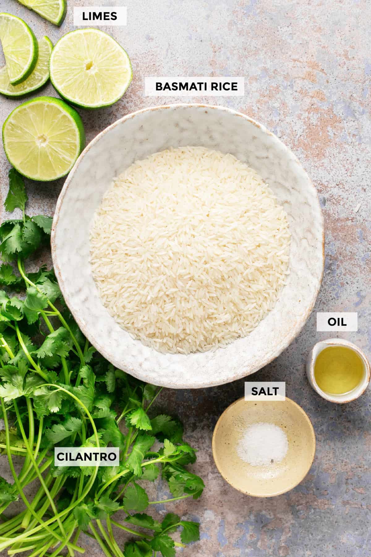 ingredients for cilantro lime rice recipe