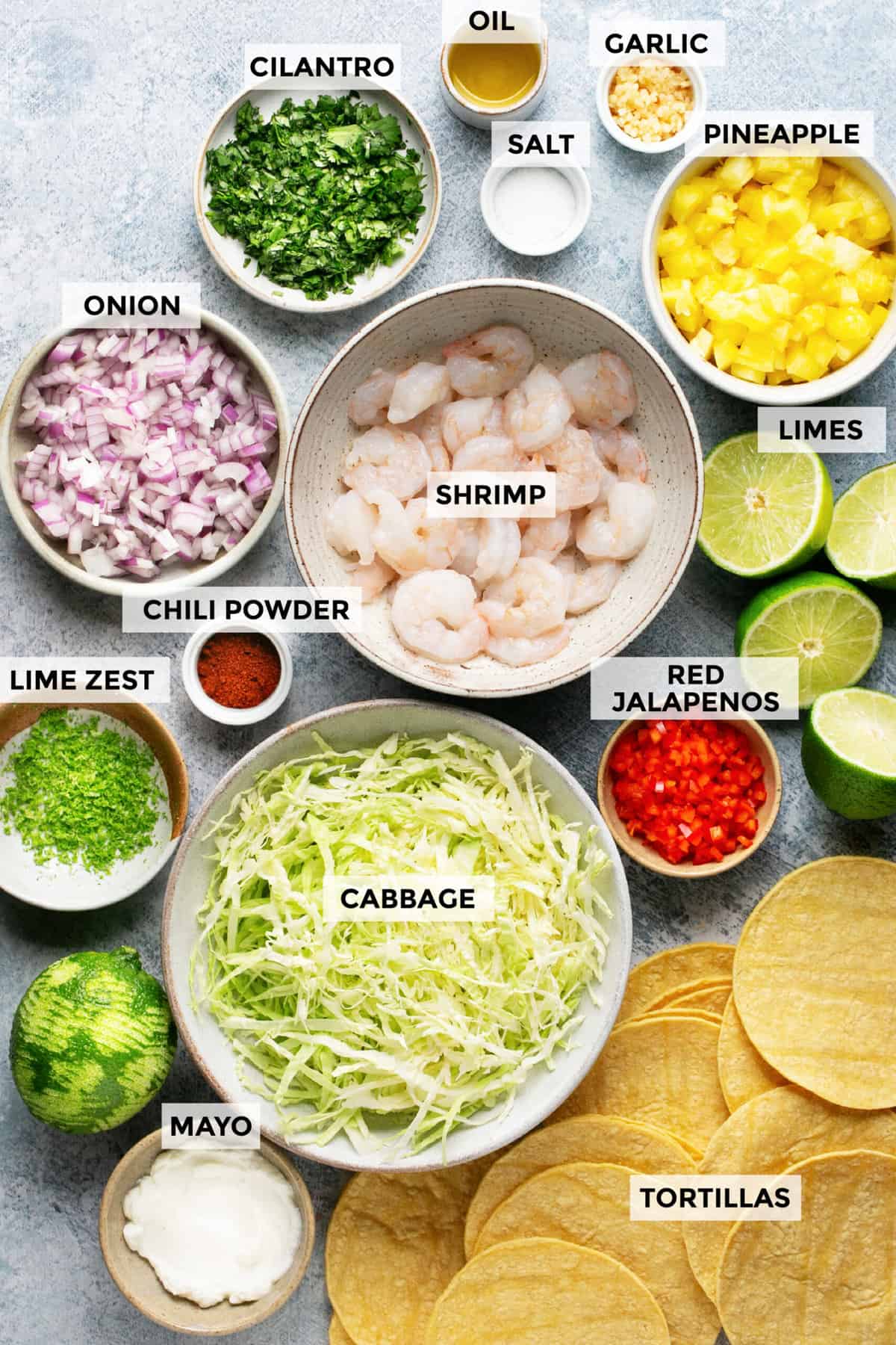 ingredients for cilantro lime shrimp recipe