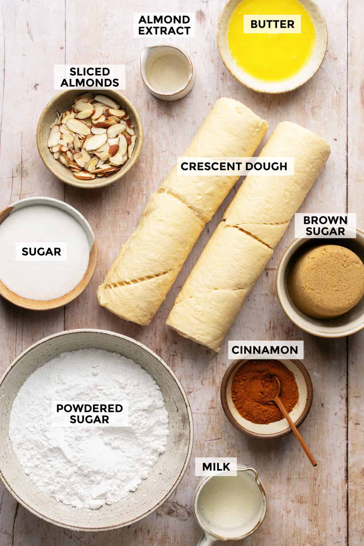 ingredients for cinnamon rolls made with crescent dough