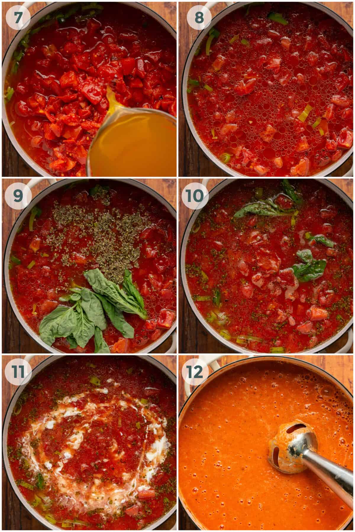 steps 7-12 of tomato soup recipe