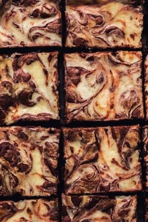 cheesecake brownies cut into squares