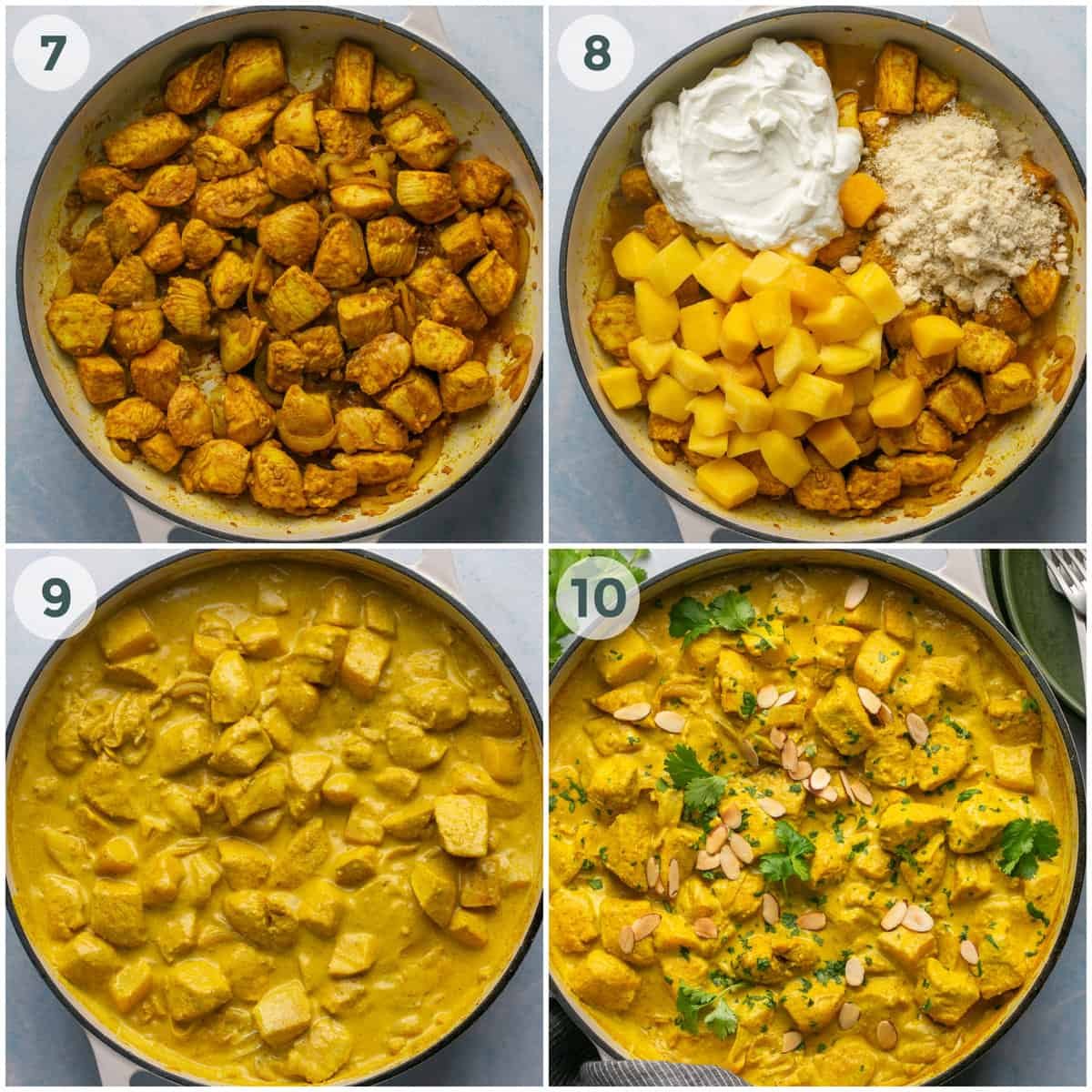 steps 7-10 of mango chicken curry recipe